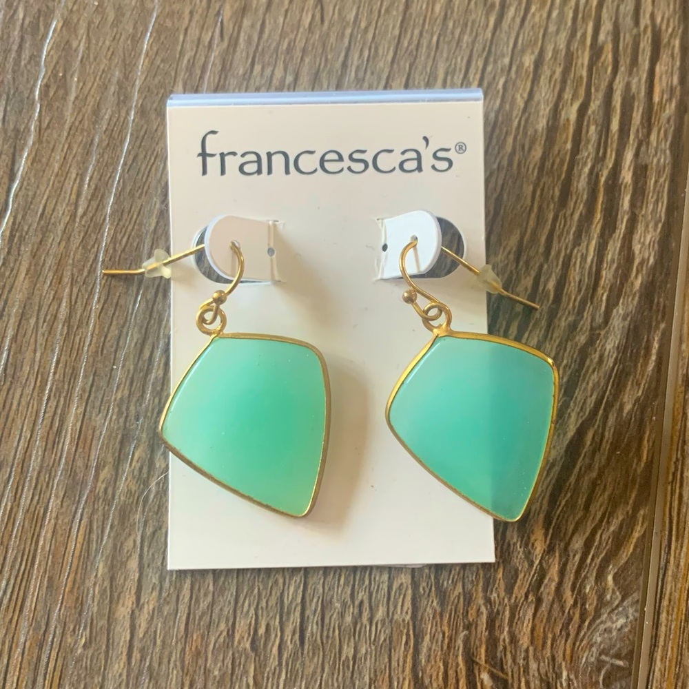 3/$20 💖Seafoam green geometric drop earrings gold